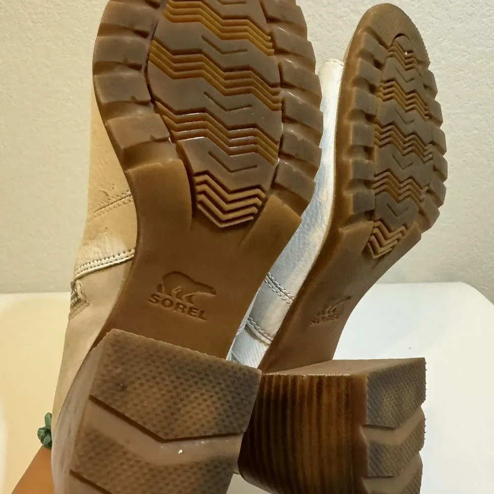 Sorel Nadia Women’s 9.5 White Tan Leather‎ Ankle Open Toe Shoes